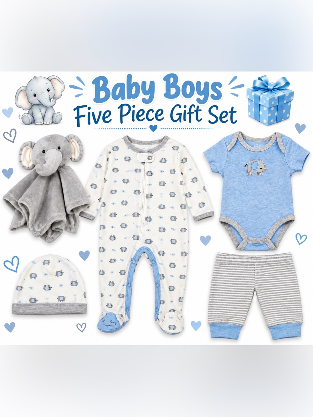 NWT Baby Essentials Baby Boys Five-Piece Gift Set 6M